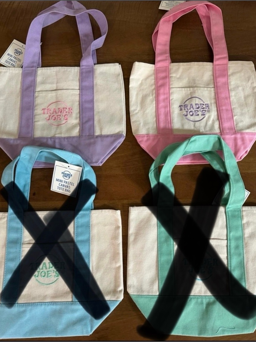NWT Trader Joe's Canvas Tote Bag - Pastel Color Options *PICK ONE